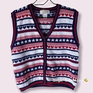 ID Sport Patriotic Sweater Vest Sz L